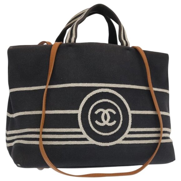 CHANEL Tote Bag Denim Navy CC Auth PP037 - Picture 1 of 15